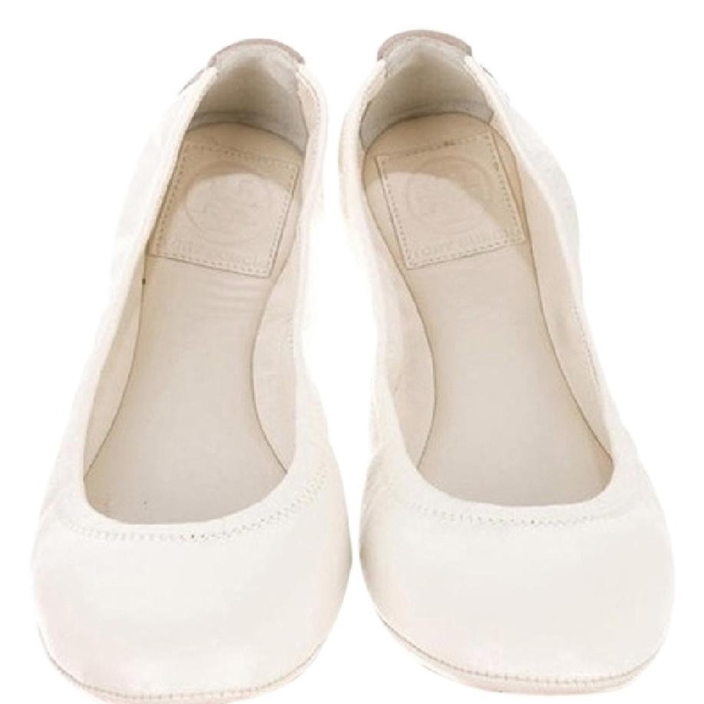 Tory Burch Cream Leather Ballet Flats
